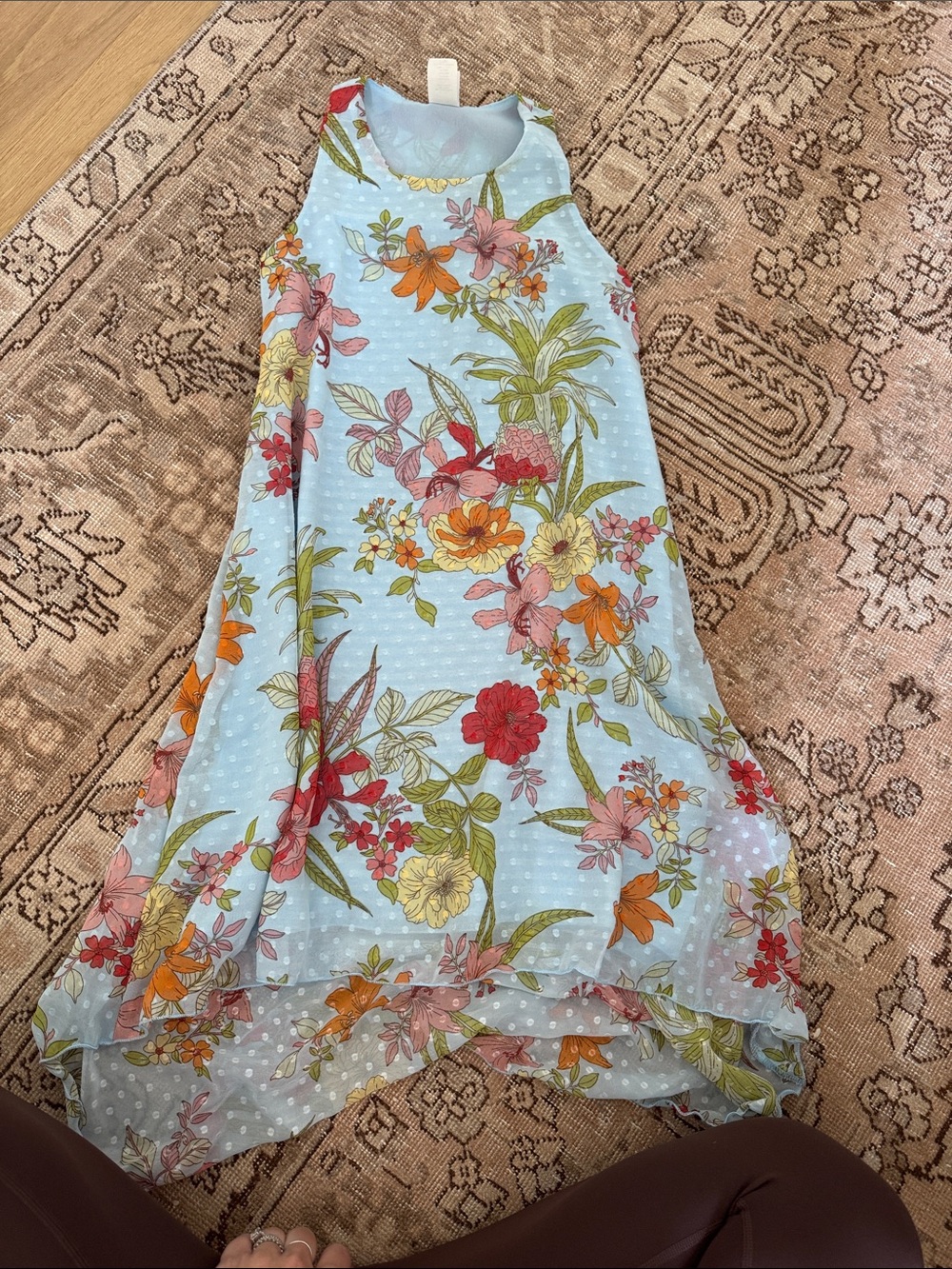 BMG Girls Light Blue Floral Swing Dress, Size 7/8